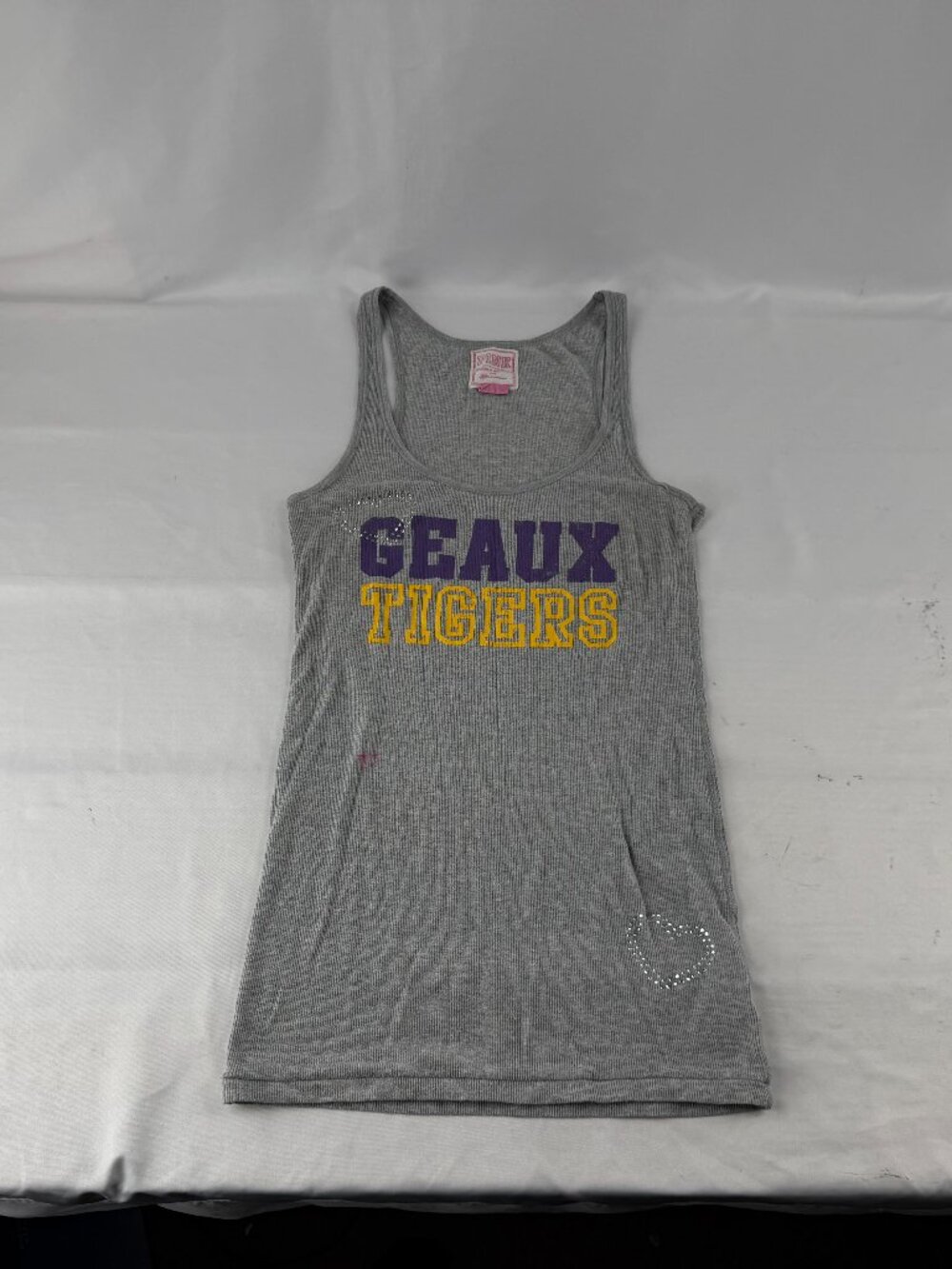 Victoria's Secret PINK LSU Geaux Tigers Rhinestone Ribbed Tank Top Medium S